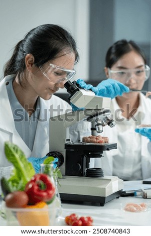 Microbiologist Working on Molecule Samples in Modern Food Science Laboratory,Control experts inspect the concentration of chemical residues. hazards, standard, find prohibited substances, contaminate