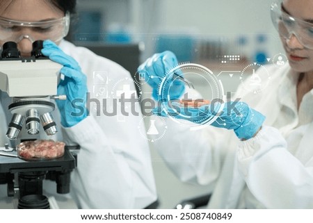 Microbiologist Working on Molecule Samples in Modern Food Science Laboratory,Control experts inspect the concentration of chemical residues. hazards, standard, find prohibited substances, contaminate