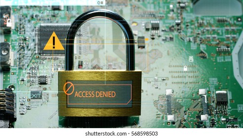 A microchip is a computer protected by a padlock. The padlock symbol password that protects the system files from technological hacker internet or banking system.