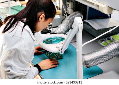 Microchip Production Factory. Technological Process. Computer Expert.