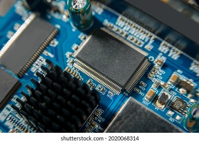 Microcircuit With Chip Close Up. Chip Shortage