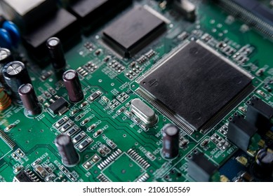 Microcircuit With Chip Close Up. Chip Shortage