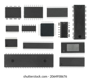 microcircuits, radio components, electronic components, components for electronics, on a white background