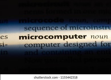 Microcomputer Word In A Dictionary. Microcomputer Concept.