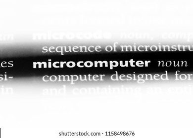 Microcomputer Word In A Dictionary. Microcomputer Concept.