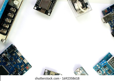 Microcontroller Board On A White Background