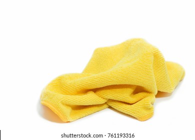 Microfiber cleaning cloth of yellow on isolated white
