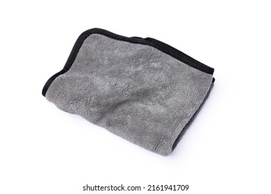 Microfiber cloth in grey color isolated on white background with clipping path.