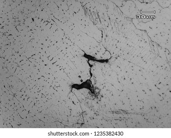 Micrograph Of Stainless Steel Weld Showing Dendritic Structure Formed After Solidification Of Weld Metal With Micro Shrinkage