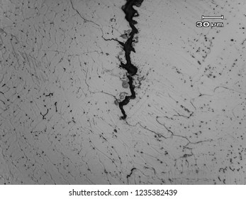 Micrograph Of Stainless Steel Weld Showing Dendritic Structure Formed After Solidification Of Weld Metal With Micro Shrinkage