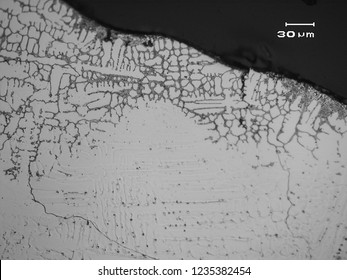 Micrograph Of Stainless Steel Weld Showing Dendritic Structure Formed After Solidification Of Weld Metal