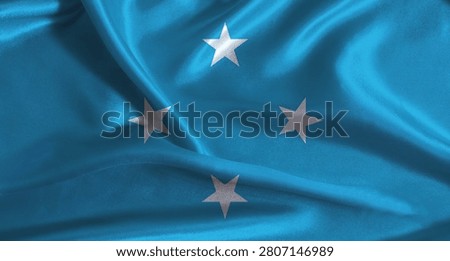 Micronesia flag with cloth textured background. National flag of Micronesia with realistic texture
