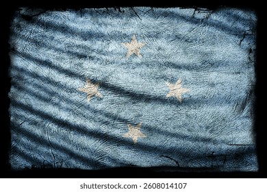Micronesia Flag, Grunge Texture Background