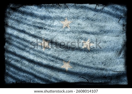 Micronesia Flag, Grunge Texture Background