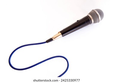 Microphone with cable isolated on white background