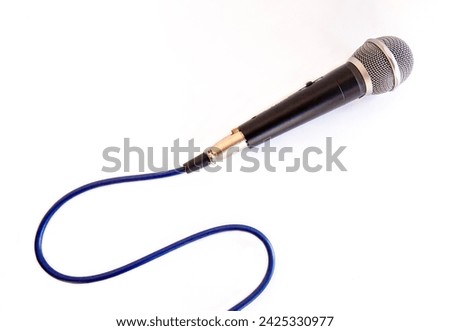 Microphone with cable isolated on white background