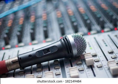 Microphone Close-up On The Sound Mixer