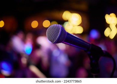 Microphone. Microphone close-up. A pub. Bar. A restaurant. Classical music. Music - Powered by Shutterstock