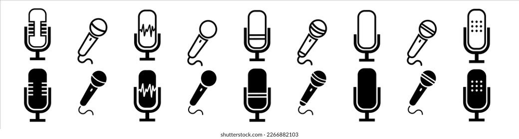 Microphone icon set. Different microphone collection - Shutterstock ID 2266882103