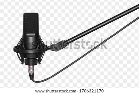 microphone isolated with clipping path. Condencer Mic for studio recording voice.