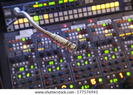 microphone on the control panel Professional video recorder. Control panel.