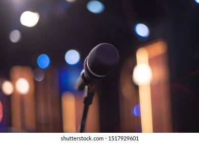 microphone on stage before the performance of the artist