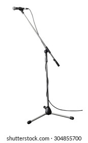 Microphone On Stand Isolated On White Background