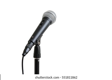 Microphone On Stand Isolated On White Background.