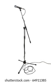 Microphone On Stand Isolated On White Background