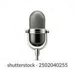 Microphone on white background. Horizontal composition with copy space. Clipping path is included.