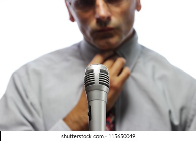 Microphone  And Out Of Focus Public Speaker