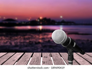 Microphone with outdoor stage 
