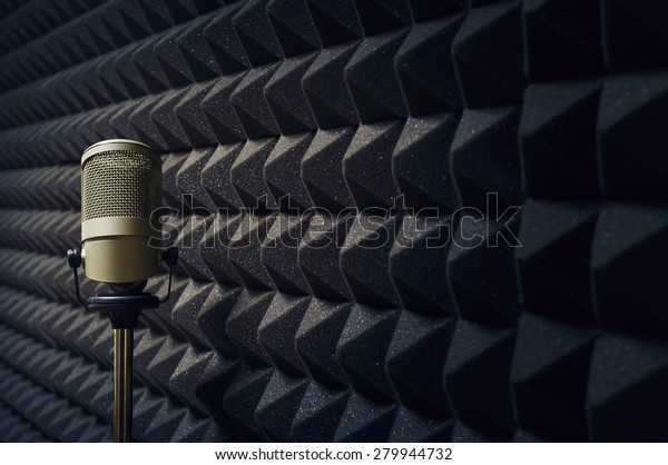 Microphone in radio\
studio