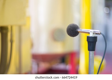 Microphone, Selective Focus, Used To Record Loud Noise Of Machine Room.