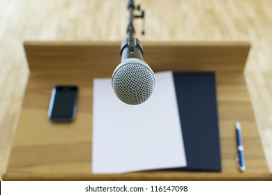 Microphone At The Speech Podium