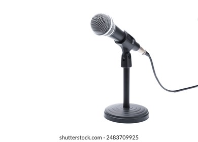 Microphone and stand isolated on white background