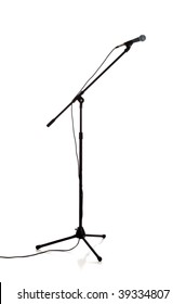A Microphone And Stand On A White Background