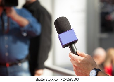 Microphone. Television interview.