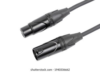 Microphone XLR audio cable isolated above white background