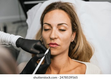 Micropigmentation procedure for lip enhancement - Powered by Shutterstock