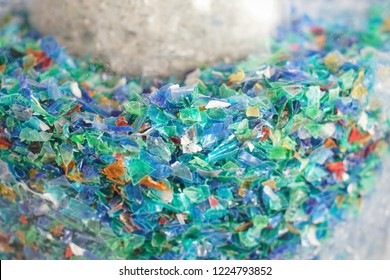 Microplastics in a glass container