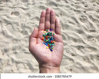 Microplastics picked up on a beach