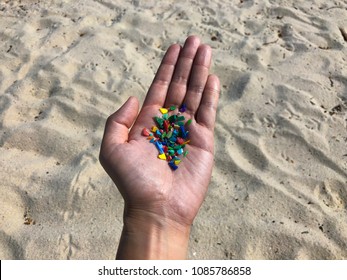 Microplastics picked up on a beach