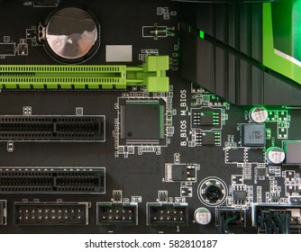 Microprocessor on green circuit board