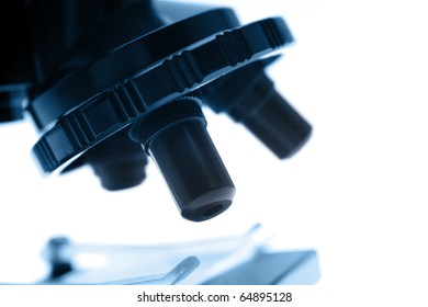 Microscope closeup,blank background behind for copy