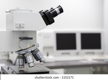 Microscope and computer screen