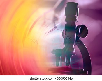 Microscope in laboratory. Science theme.