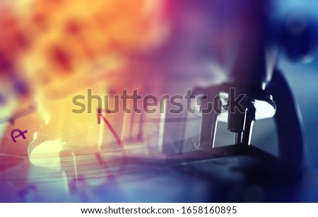 Microscope in laboratory. Science theme.