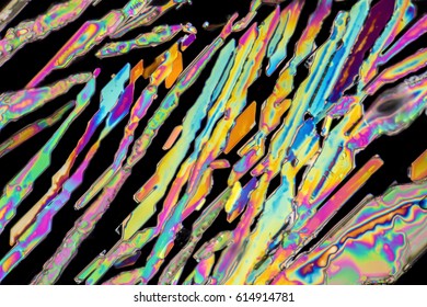 Microscopic Shot Of Potassium Nitrate Crystals In Polarized Light