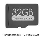 MicroSD memory card. 32 GB. Top view. Isolated on white.